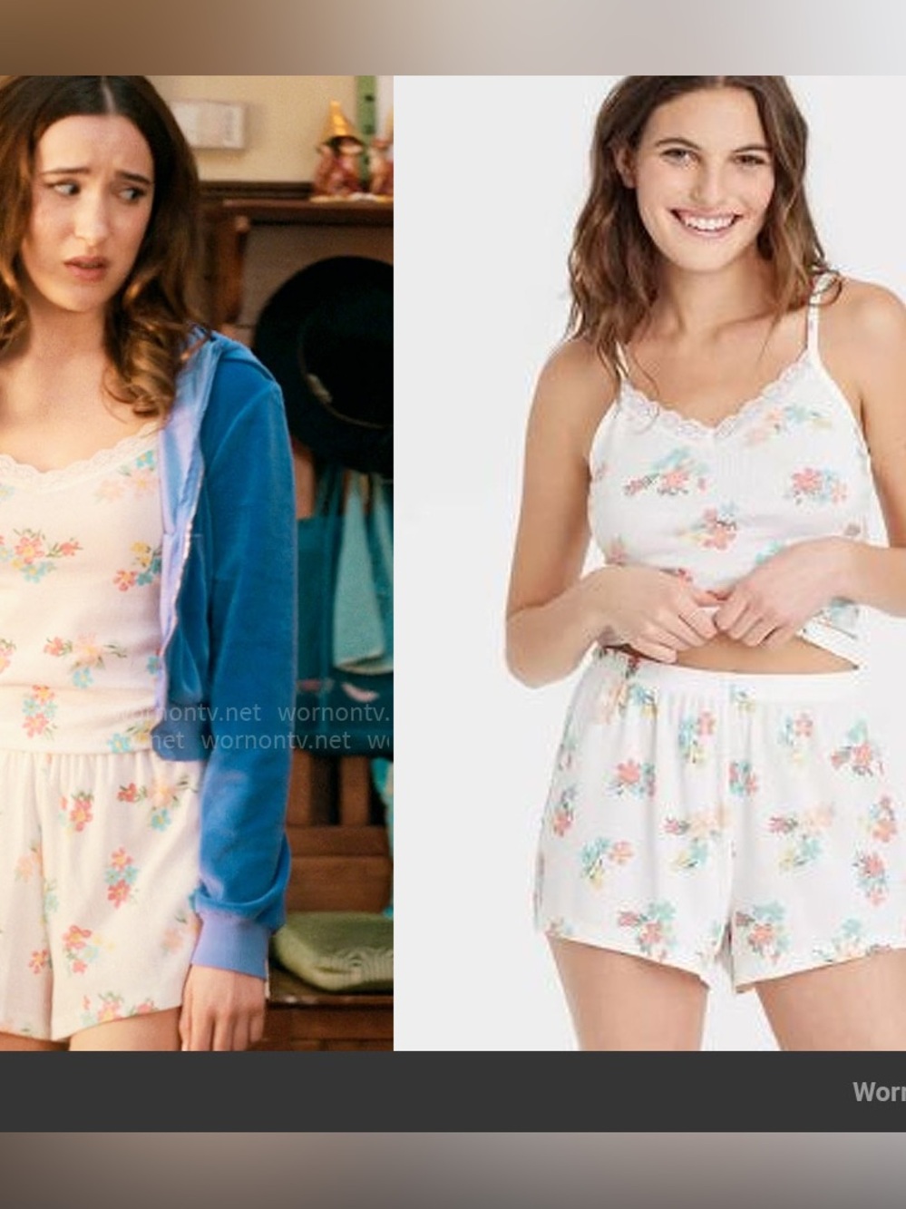 Women’s ' White Floral Cami and Shorts Pajama Set